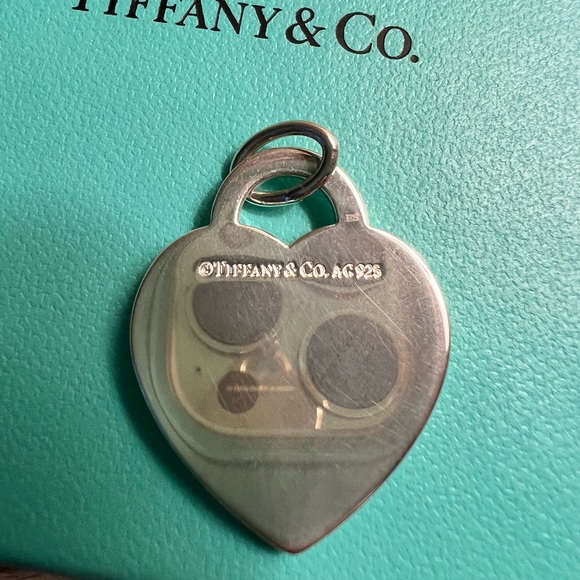 Large Blue Enamel βSplashβ Return to Tiffany Heart Charm - Picture 2 of 4